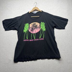 VTG 1989 Hawaii Maui Kauai Kona Womens TShirt XL Poly Tees Single Stitch FLAWS